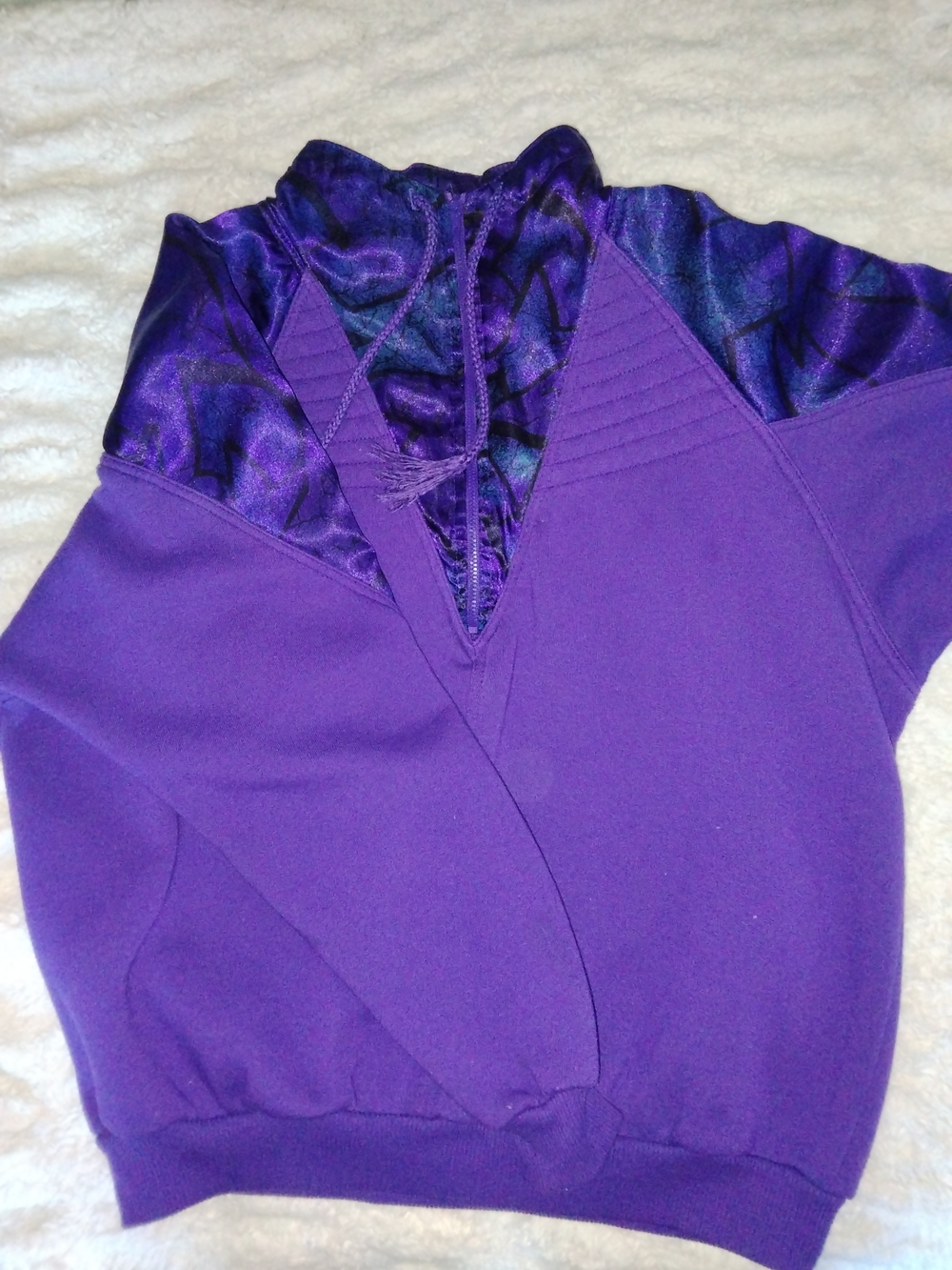 Women's Purple Pullover Hoodie with Patterned Hood